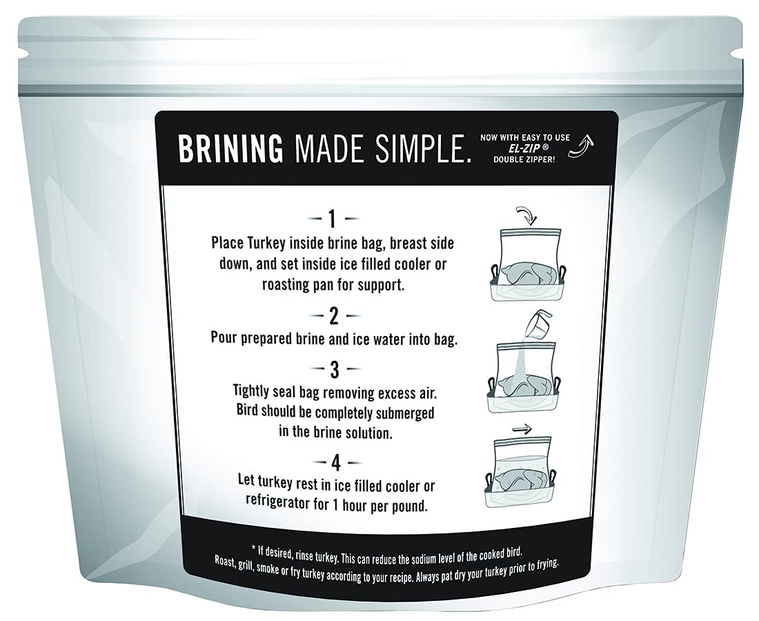 Fire & Flavor Turkey Perfect Brining Bag - Heavy Duty - Holds 25lb Turkey - 21 x 22 Zip Top Bag - 1 Pack  White