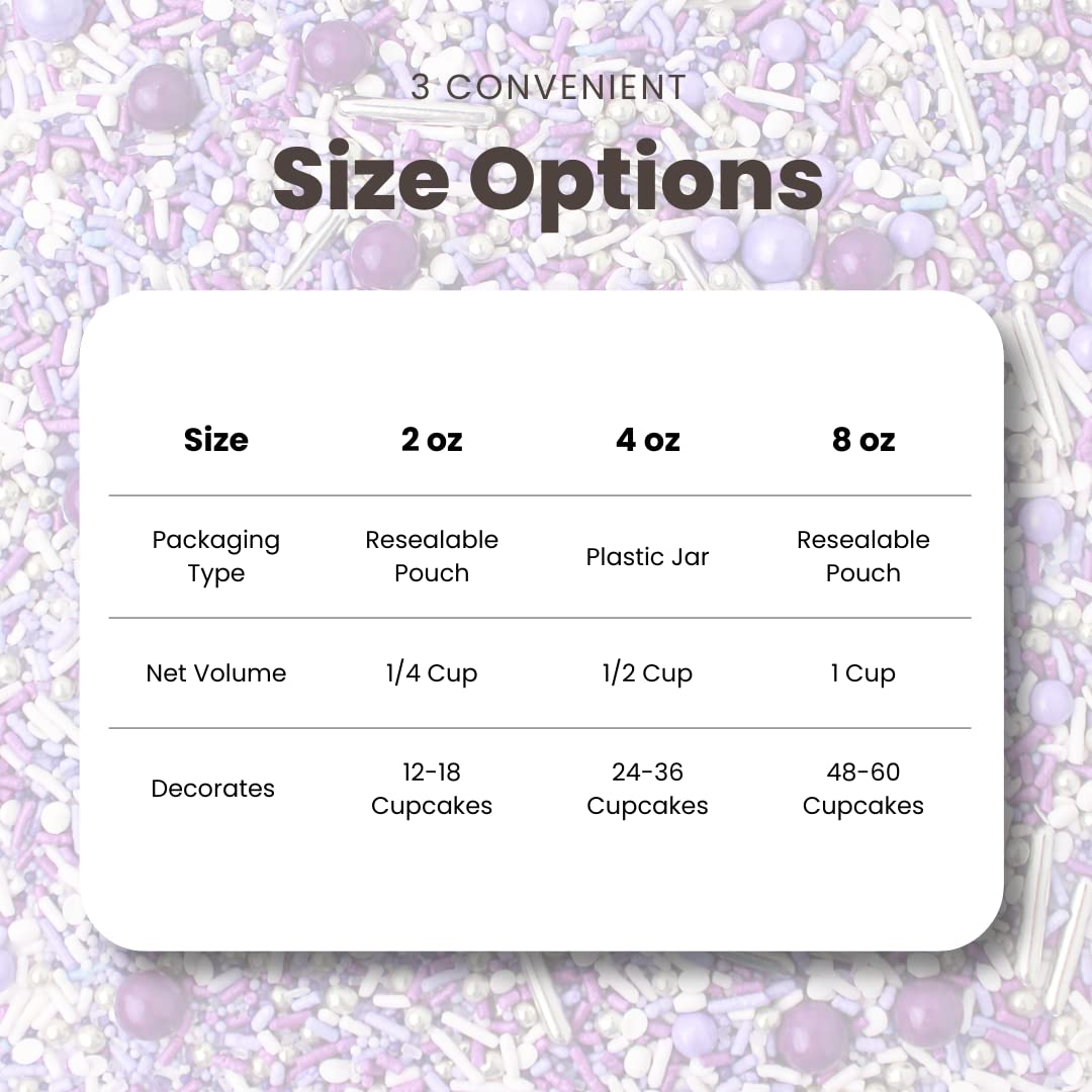 Perfectly Purple Sprinkle Mix| Made in USA By Sprinkle Pop| Monochromatic Mix of Rich Purples| Purple White Sprinkles For Decora