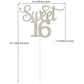 Gexolenu Silver Glitter Double-sided Happy Sweet 16 Cake Topper, Birthday Party Supplies