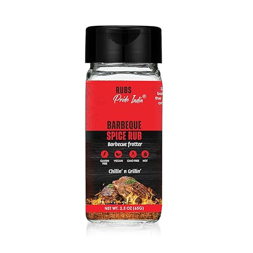 Pride Of India BBQ Rub, Sweet Smoky Spicy Flavor, 2.3 oz with Dual Sifter Cap, Ideal for Grilling, Roasting, and Marinating