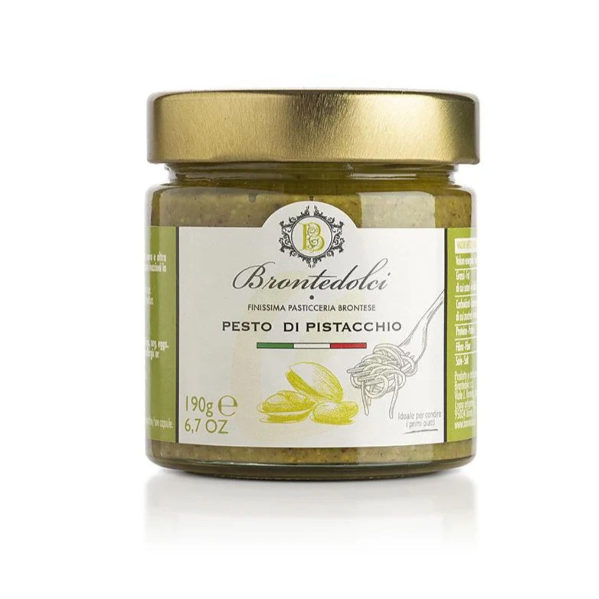 Brontedolci Italian Pistachio Cream Professional  Nut Spread - 6.7Oz Jar | Authentic Pistachio Spread From Sicily  Smooth & Velvety
