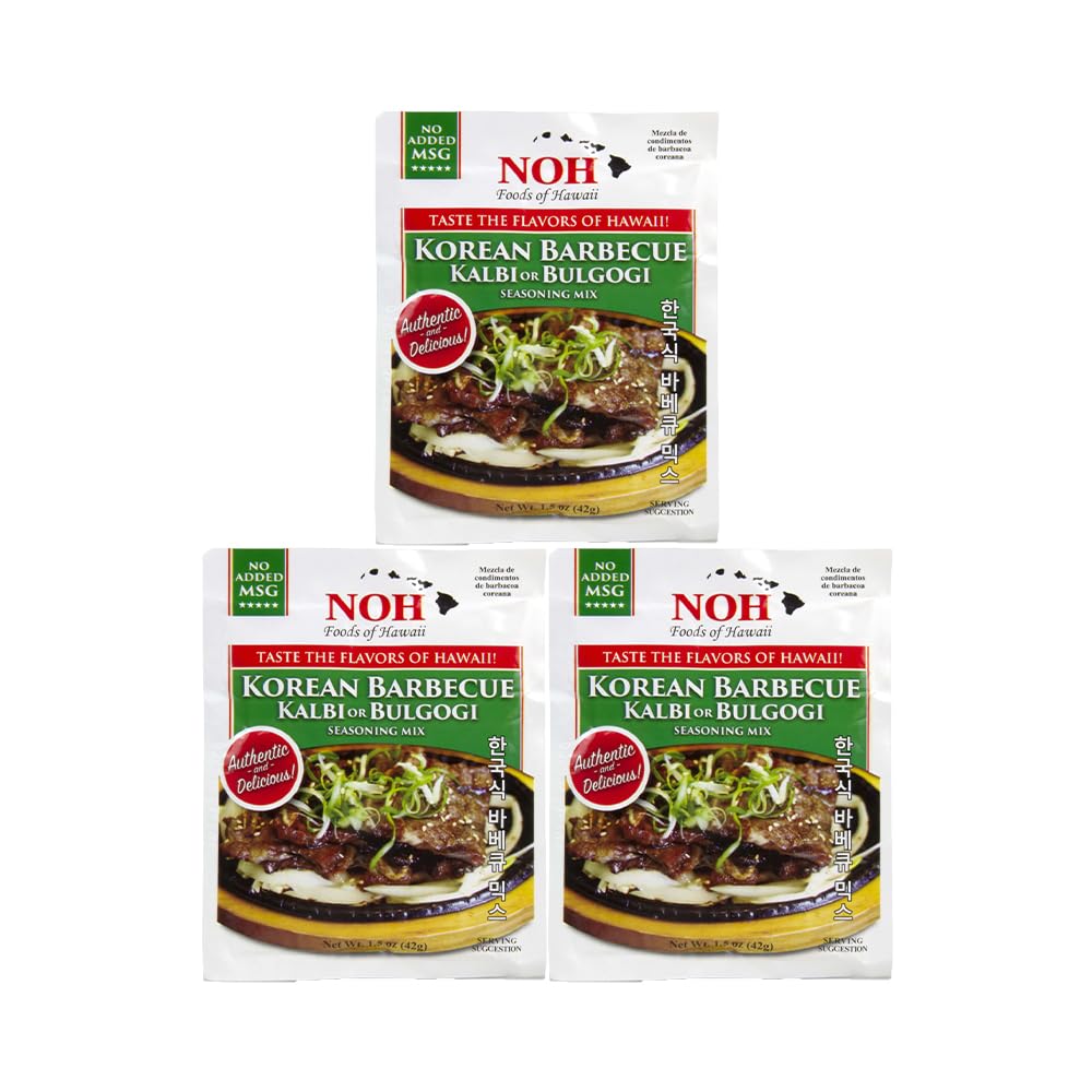 NOH Foods Korean Style Kalbi Barbecue Seasoning Packets, 1.5 oz, Pack of 3