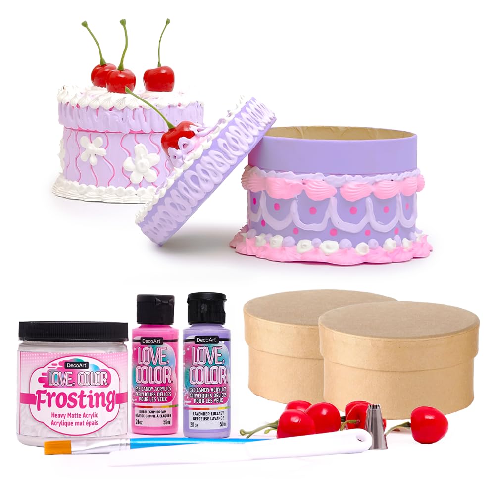 Decoart Love Color Craft Kit - Inspired Design Cake Frosted Boxes - Diy Craft Kit For Faux Frosting Art  Crafting & Creative Home Projects