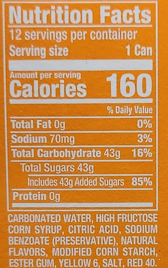 15 Pack Orange Peach Pineapple Strawberry Grape Variety Soda Pop Soft Drink Crush Cans 12oz
