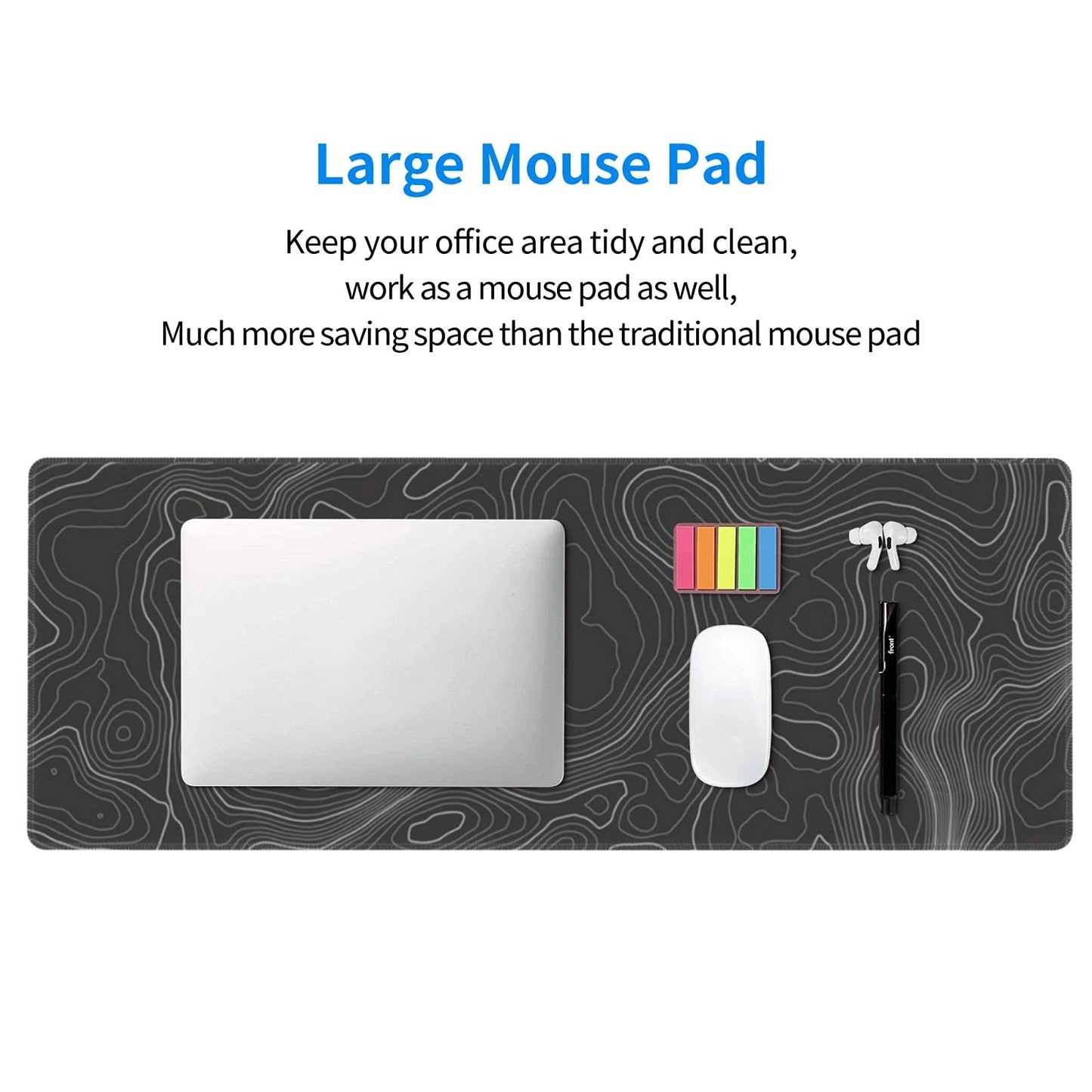 Topographic Contour Gaming Mouse Pad Large Xl Long Extended Pads Big Mousepad Keyboard Mouse Mat Desk Pad Home Office Decor Acce