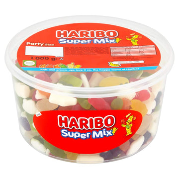 Original Haribo Supermix Party Size Tub A Delicious Mix Of Fun Haribo Shapes Includes Little Jelly Men Milk Bottles Imported Fro