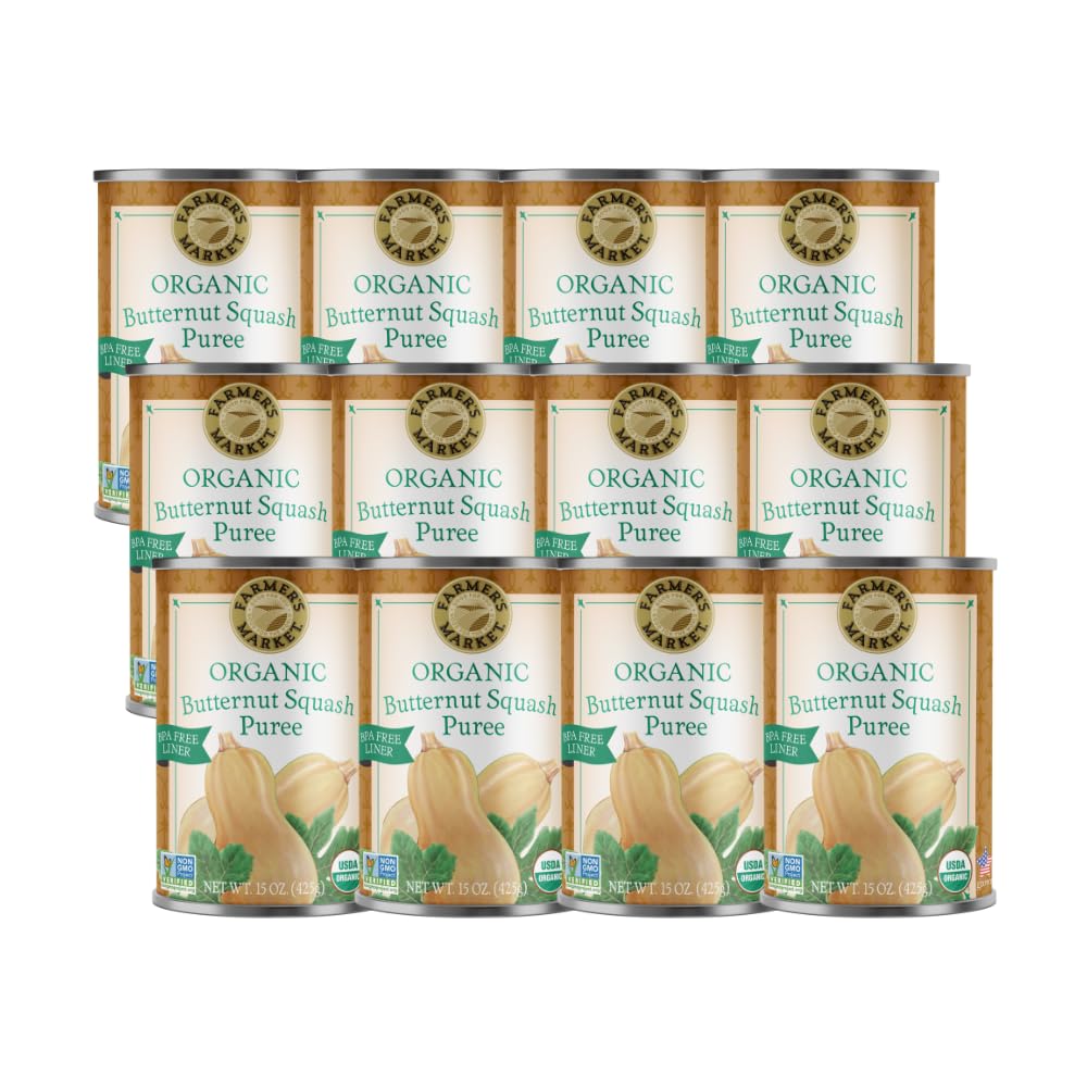 Farmer s Market Organic Butternut Squash Puree, 15 Ounce (Pack of 12)