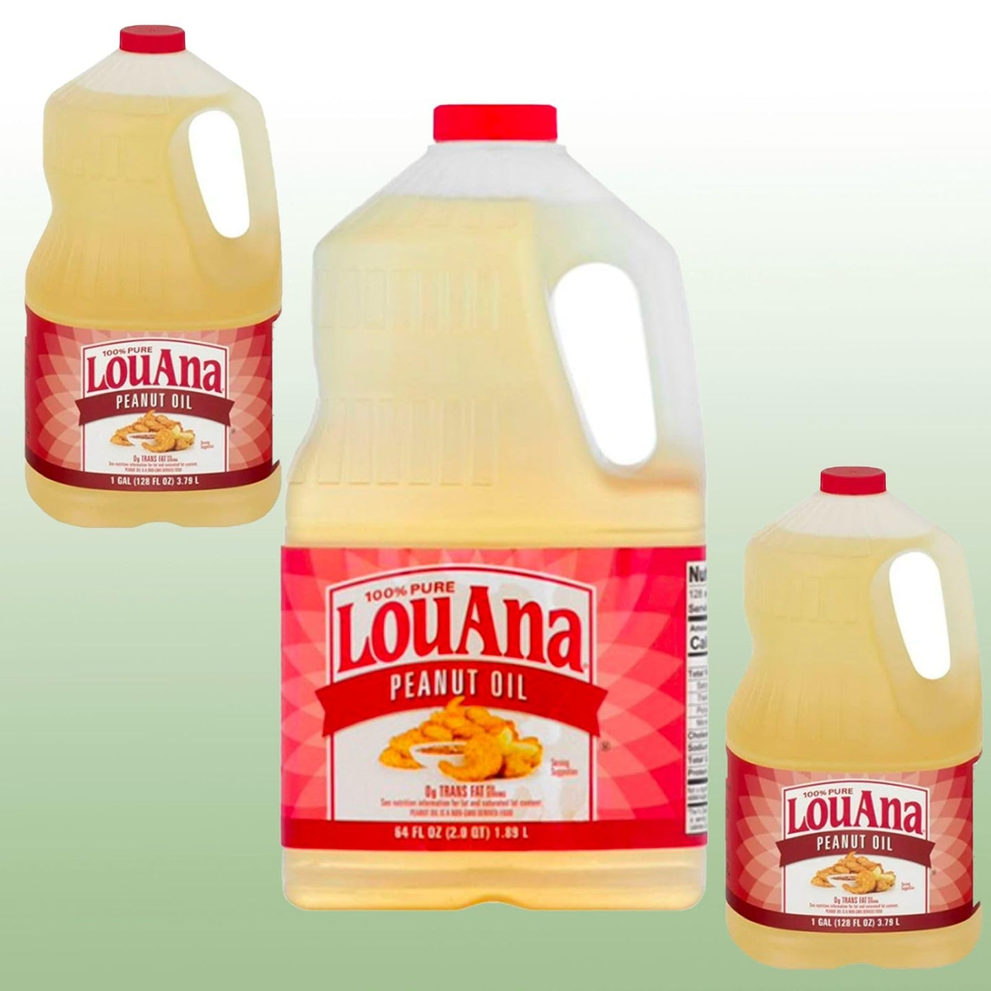 LouAna Peanut Oil 64 fl oz - 3 Pack - Medium Size Plastic Bottles