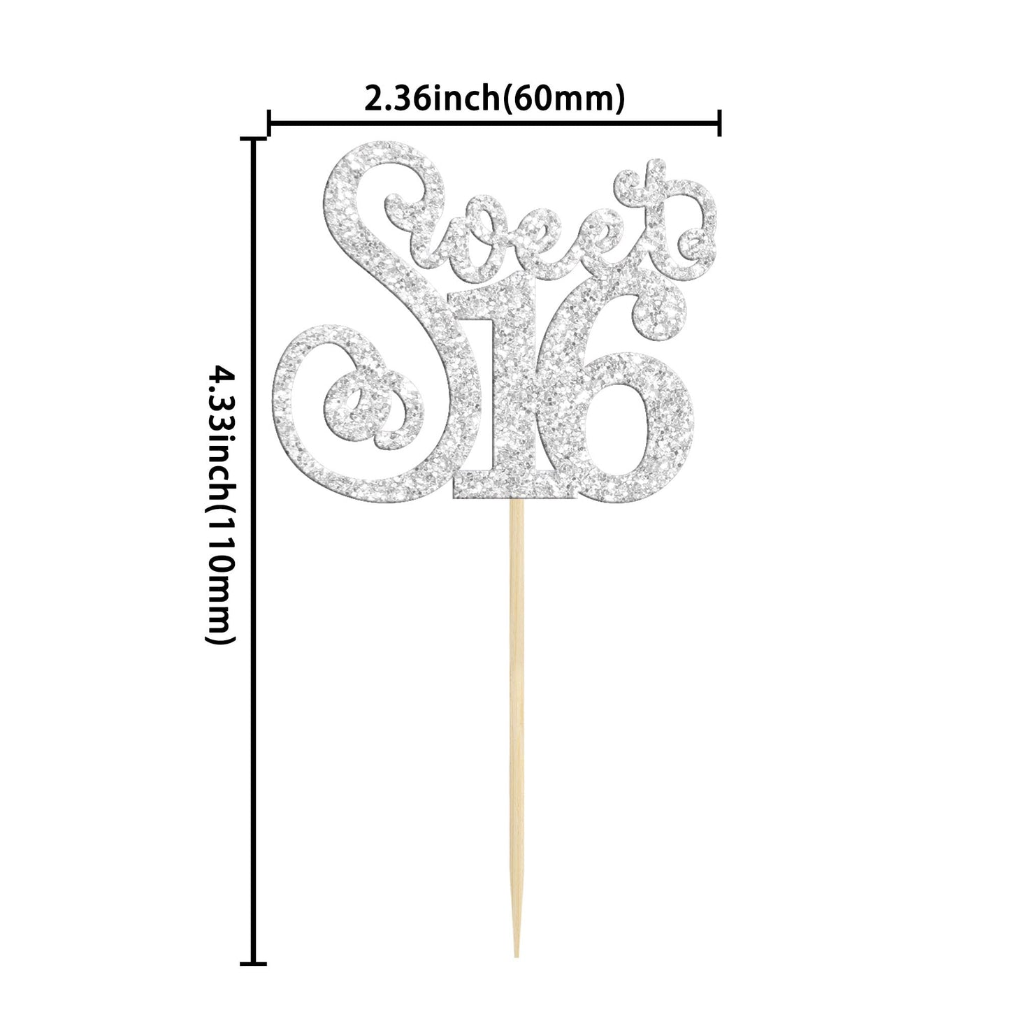 Gyufise 24 Pack Happy Sweet 16 Cupcake Toppers Glitter Sixteen 16Th Birthday Cupcake Picks Cheers To 16 Years Old Cupcake Decora