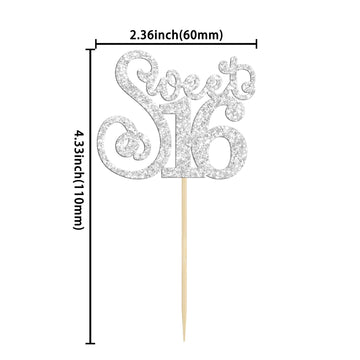 Gyufise 24 Pack Happy Sweet 16 Cupcake Toppers Glitter Sixteen 16Th Birthday Cupcake Picks Cheers To 16 Years Old Cupcake Decora