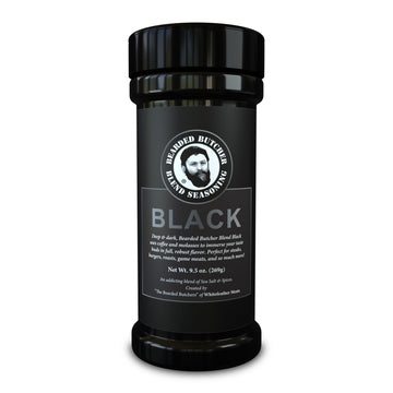 Bearded Butchers Black Blend Seasoning, 9.5 oz Large Shaker - Coffee & Molasses Flavor for Steaks, Brisket, Burgers, Roasts, Gam