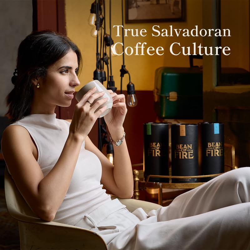 Bean of Fire Medium Roast Ground Coffee - El Salvador Red Bourbon Honey, Smooth & Fruity, 16 oz