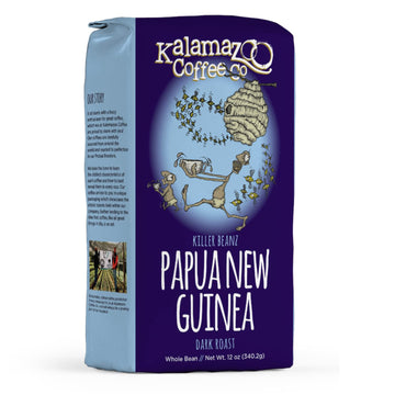 KALAMAZOO COFFEE COMPANY Papua New Guinea Whole Bean Coffee - Killer Beanz Dark Roast | 12oz Bag (1 Pack)
