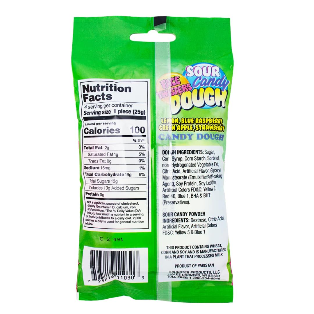 LYZAS SWEETS &   Face Twisters Sour Candy Gift Pack, 4 Bags, 3.5 oz Each
