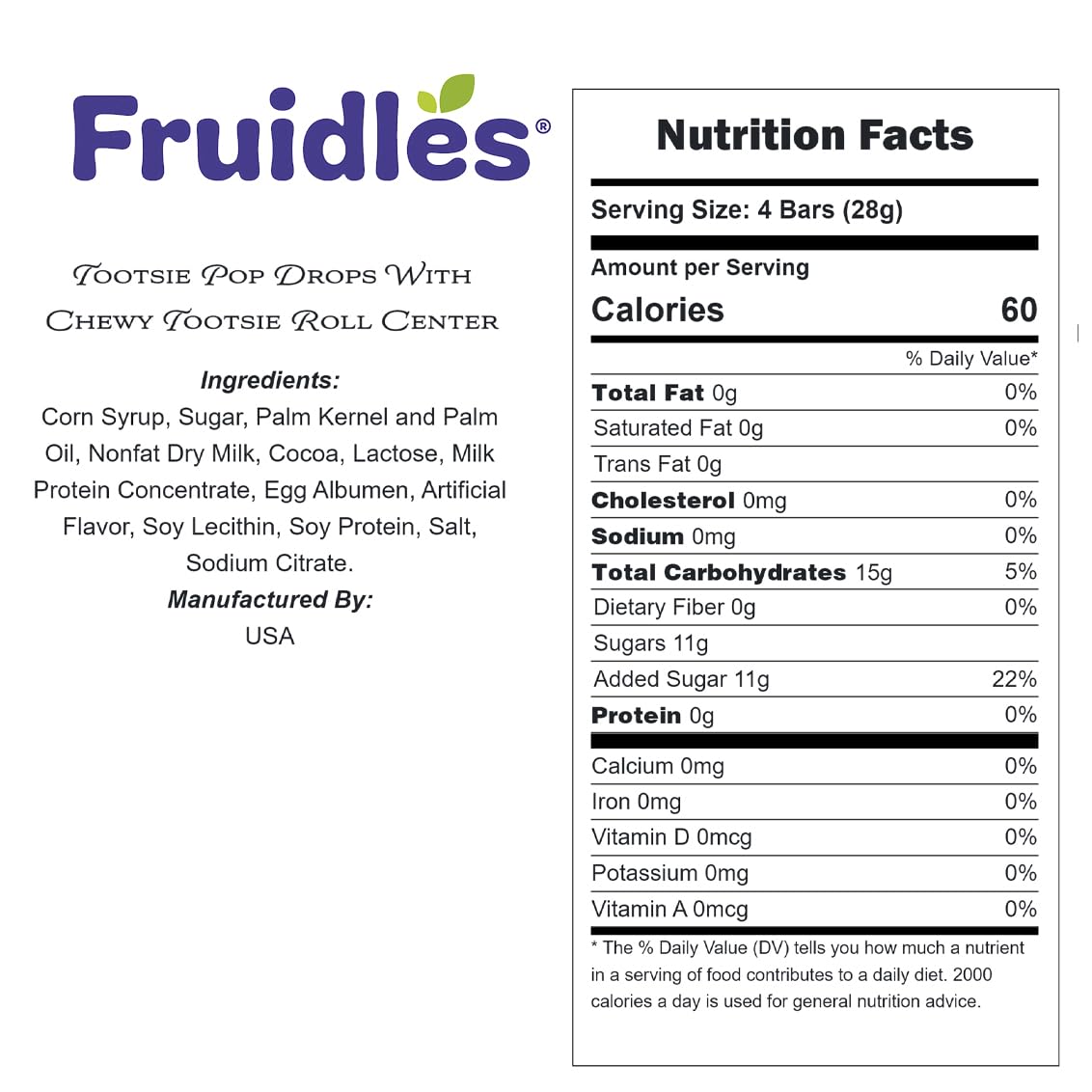 Fruidles Pop Drops With Chewy Roll Center, Party Favor, 2.25 Oz Bag (24-Pack)