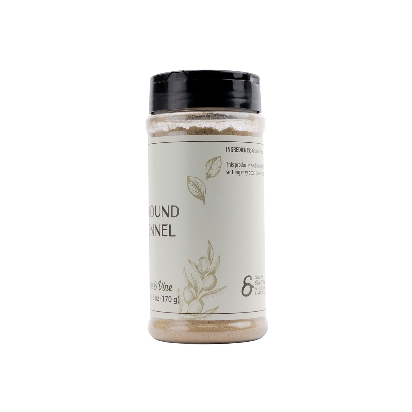 Olive & Vine Ground Fennel Spice, Aromatic Seasoning for Sausages and Curries, 6 Ounce