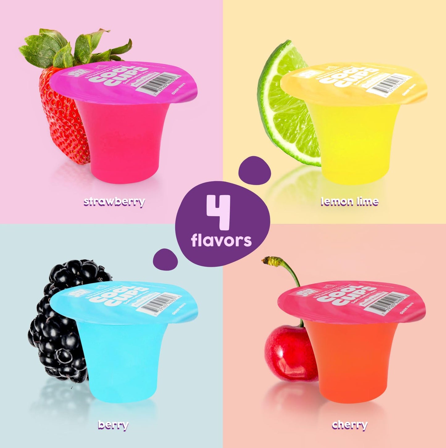 MR JOY! Soft Italian Ices Mini Cool Cups Variety Pack - Assorted Flavors - 40 x 1.34oz Cups - Pantry-safe Dessert