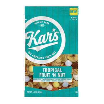 Kars Nuts Tropical Fruit N Nut Trail Mix, 5.5 Oz Snack Mix - Bulk Pack Of 12, Gluten-Free Snacks