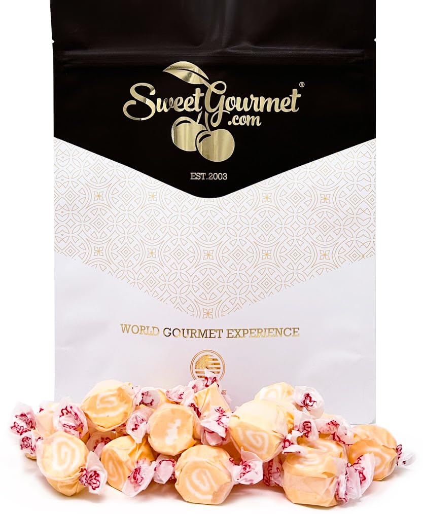 Sweetgourmet Orange Cream Salt Water Taffy Bulk Candy | 1 Pound