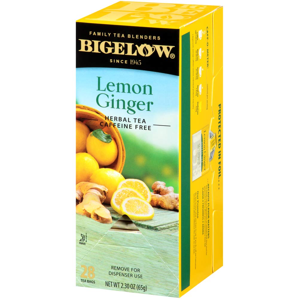 Bigelow Lemon Ginger Herbal Tea Bags 28-Count Boxes (Pack Of 6) Lemon Ginger Tea Bags Herbal Tea All Natural Gluten Free