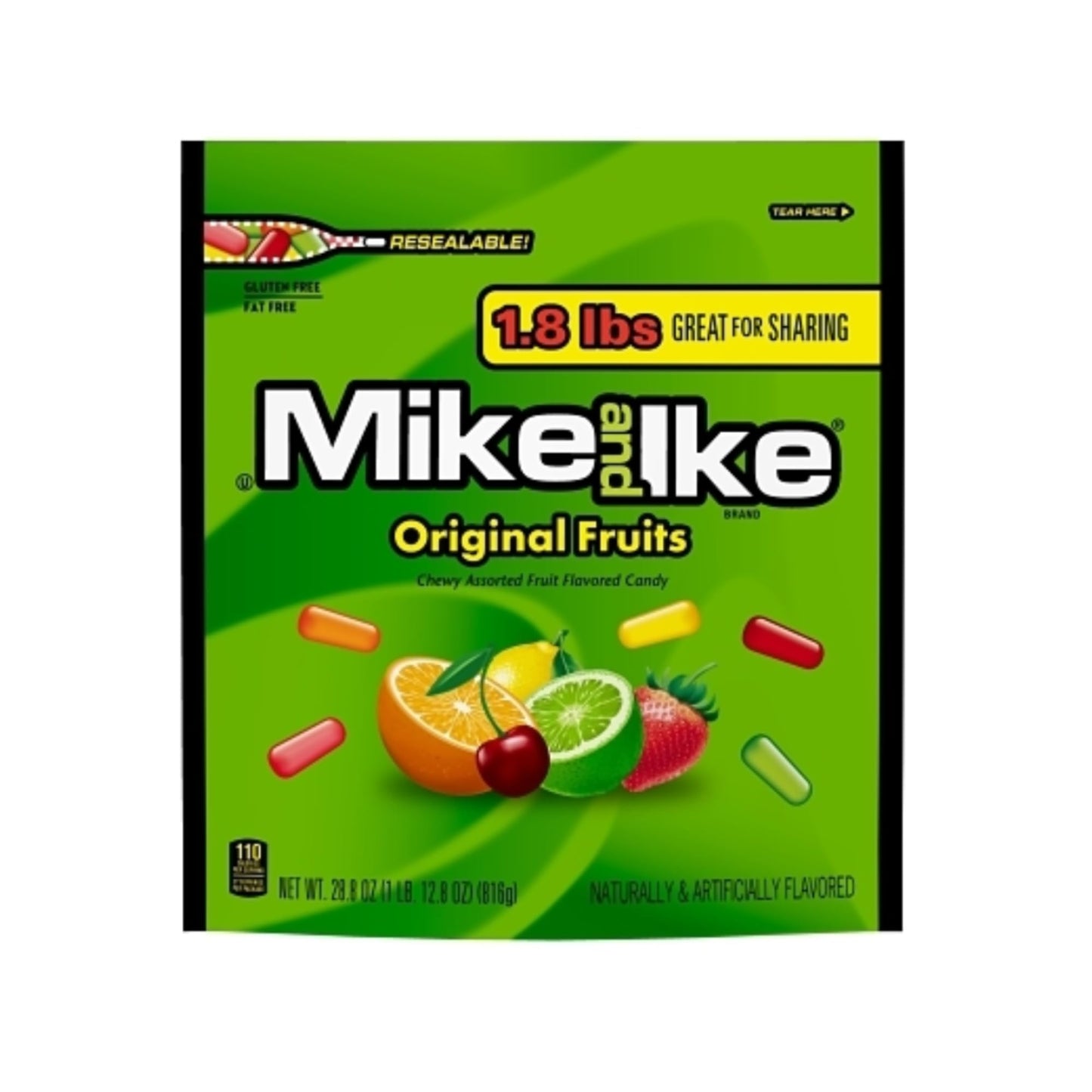 MIKE AND IKE Bulk Bag - Original Fruit Flavors - Pack of 2 Resealable Bags - 1.8 Pound Each - Great for Sharing