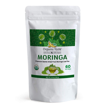 Organic Veda Moringa Tea Bags - 100% Pure Organically Grown Original Green Leaves Moringa Powder Rich In Vitamins, Amino Acids,