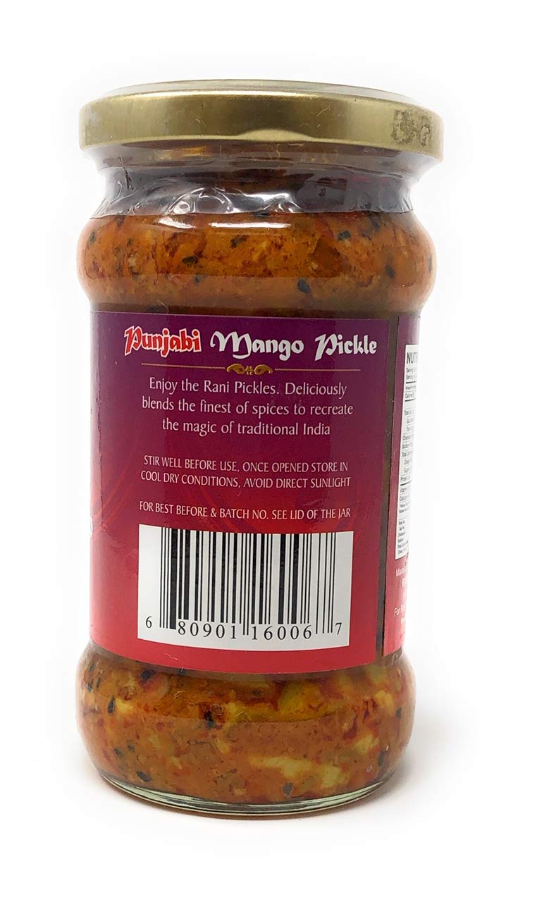 Rani Punjabi Mango Pickle Mild (Achar, Indian Relish) 10.5Oz (300G) Glass Jar ~ Vegan | Gluten Free | Non-Gmo | Kosher | No Colors | Popular Indian Condiment, Indian Origin