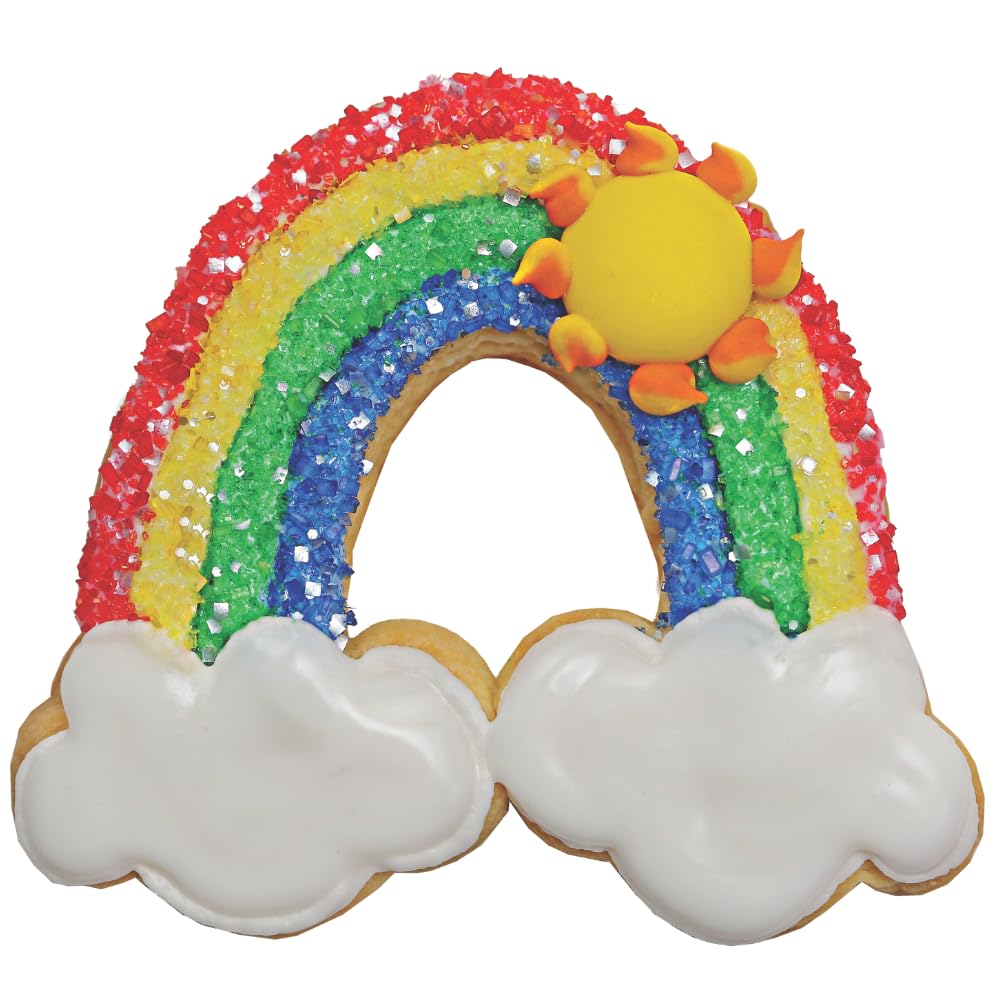 Cookie Decorating Kit - Rainbow Designer Cookie Kit - 8 Pre-Baked Rainbow Cookies, Cookie Icing, Edible Decorations And Glittery
