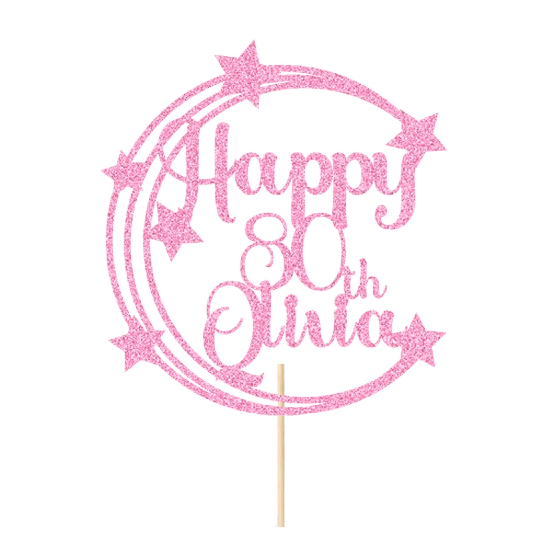 EDSG Personalized Birthday Cake Topper, Custom Glitter with Any Name & Age, Baby Pink, Plastic