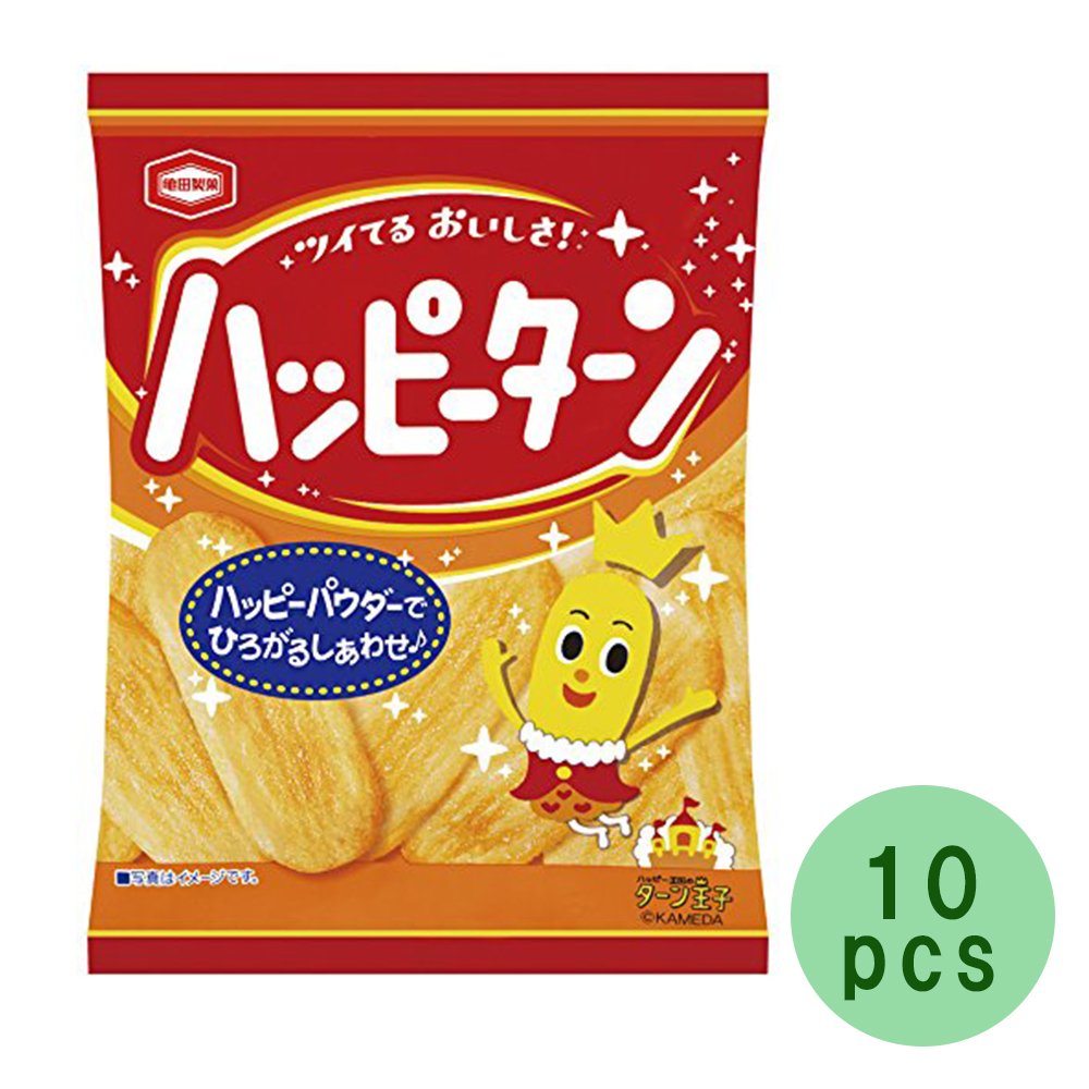 Happy Turn Happy Powder Covered Rice Cracker 1Oz 10Bags Box Kamedaseika Japanese Ninjapo