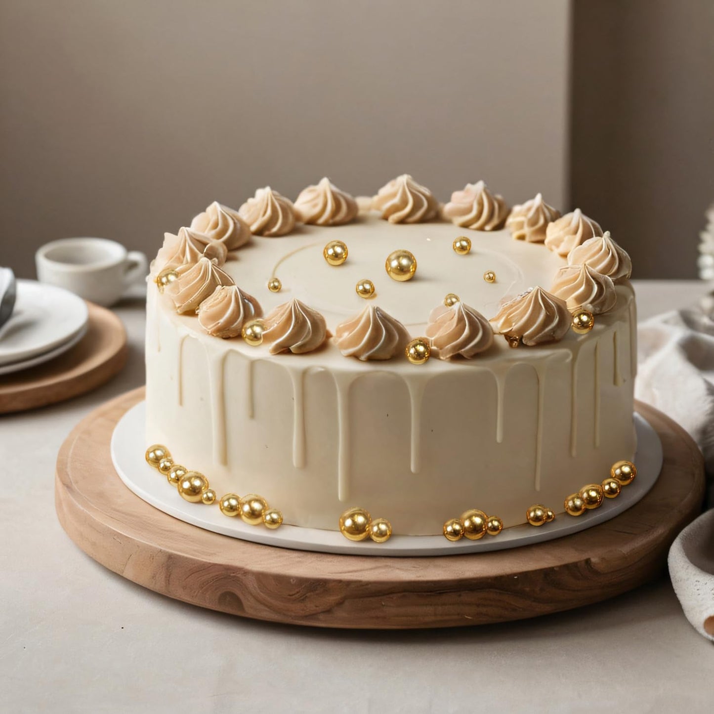 Joyvitas Gold Pearl Dessert Sprinkles, Edible Sugar Candy Pearls, 150g/5.29oz for Cake Decorating, Cupcakes, Cookies
