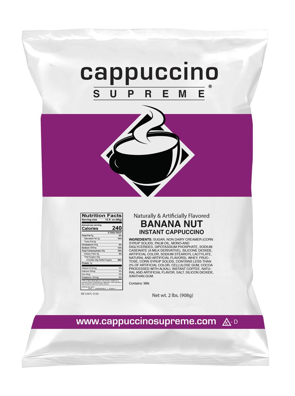 Cappuccino Supreme Banana Nut Cappuccino Mix - 2 lb Bag, 32 Fl Oz (Pack of 1)
