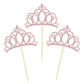 Donoter 24 Pieces Rose Gold Glitter Princess Crown Cupcake Toppers Cake Picks For Birthday Baby Shower Party Decorations