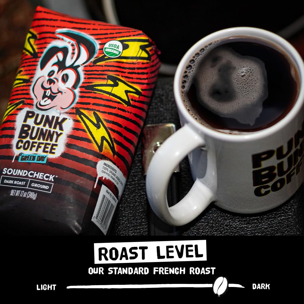 Punk Bunny Dark Roast Coffee, Organic Ground Coffee, Soundcheck, 12 Oz