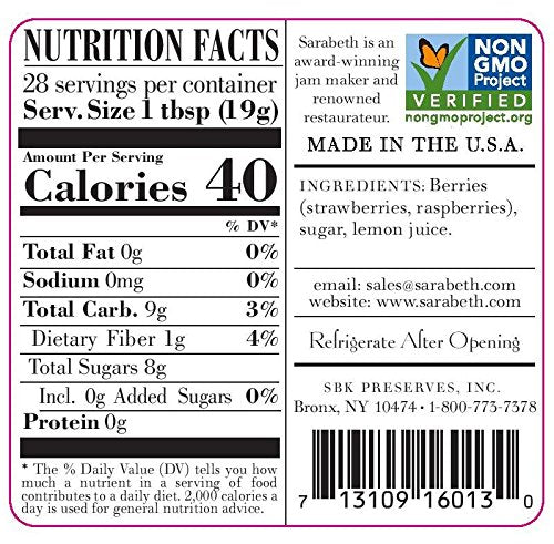 Sarabeths Strawberry Raspberry Spreadable Fruit, 18 oz, Pack of 3, 1.12 lb Total