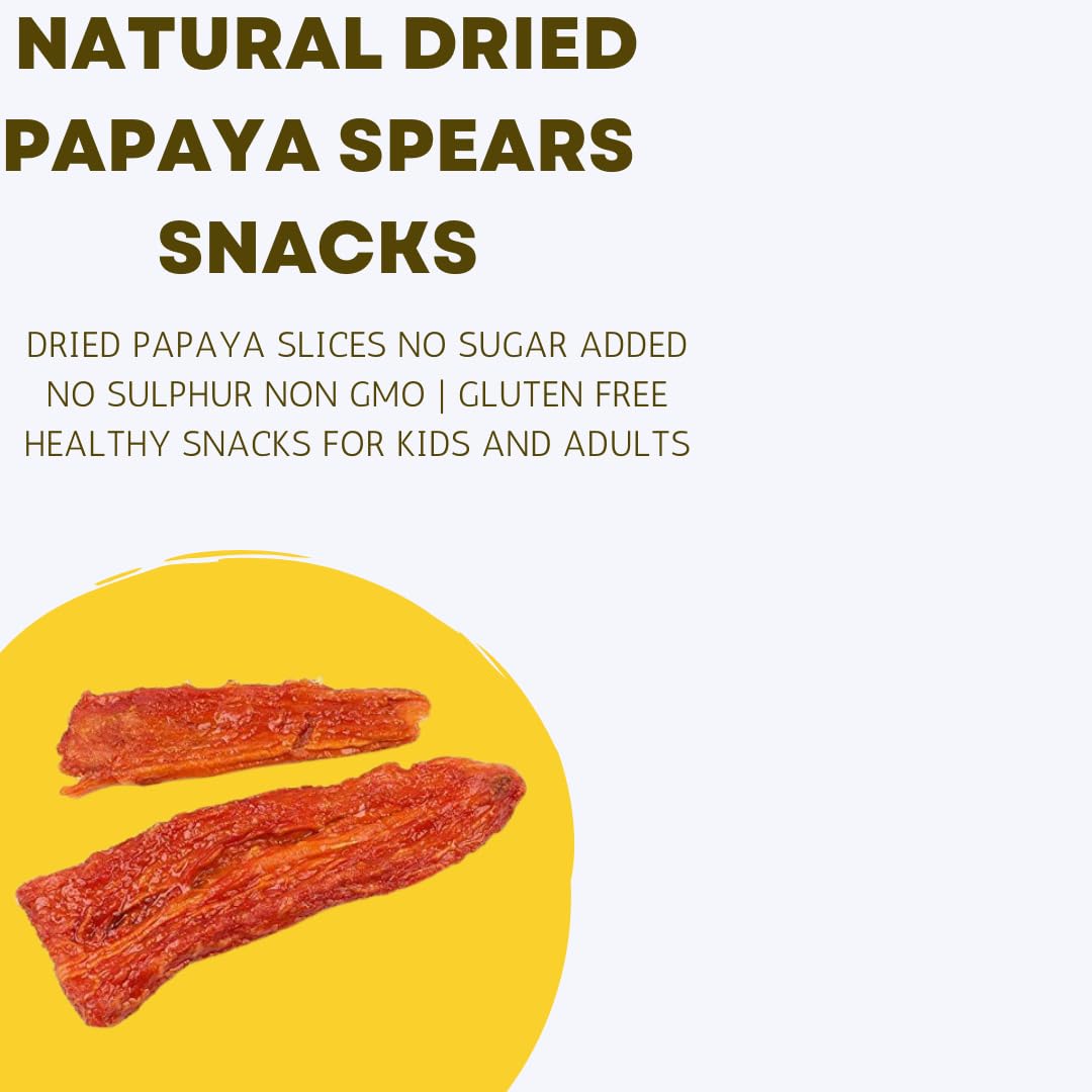 Nuts To You All Natural Dried Papaya Spears Snacks | Dried Papaya Slices No Sugar Added No Sulphur Non Gmo | Gluten Free Healthy