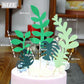LXASIY Jungle Safari Animal Cake Toppers - 10 Pcs, Paper, Elephant Giraffe Lion Monkey, Glittery Tropical Leaves, Safari Theme