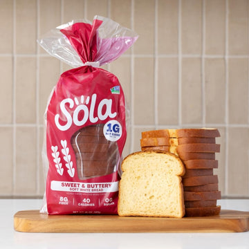 Sola Keto Sweet & Buttery White Bread, 3 Pack - Low Calorie, Non-GMO, No Added Sugar, 1g Net Carbs, Delicious Keto-Friendly Loaf