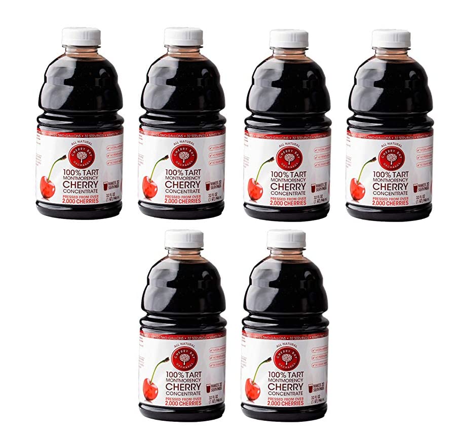 Cherry Bay Orchards Tart Cherry Concentrate (32 Oz Case Of 6) All Natural Juice To Promote Healthy Sleep  Gluten Free  No Added Sugar Or Perservatives