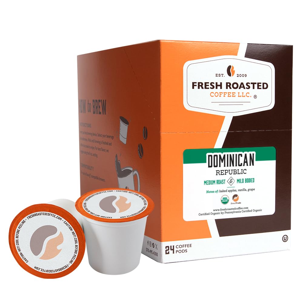 Fresh Roasted Coffee Medium Roast K-Cup Compatible 24 Pods Organic