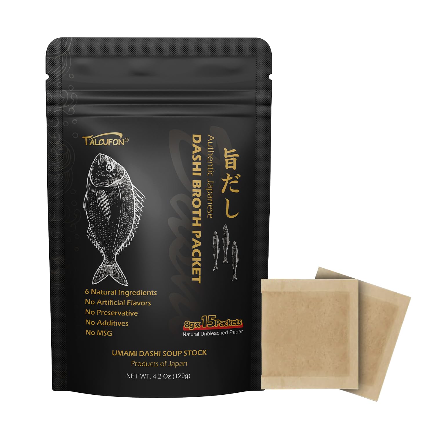 TALCUFON Dashi Stock (Dashi Broth, Dashi Packet), Umami Dashi Soup Stock, Use 6 Carefully Selected Natural Ingredients, Made in 