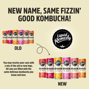 Liquid Remedy Kombucha Sugar Free Organic Drink, Low Calorie, Probiotic Like Tea For Gut Health - Super Sampler Variety Pack - 8