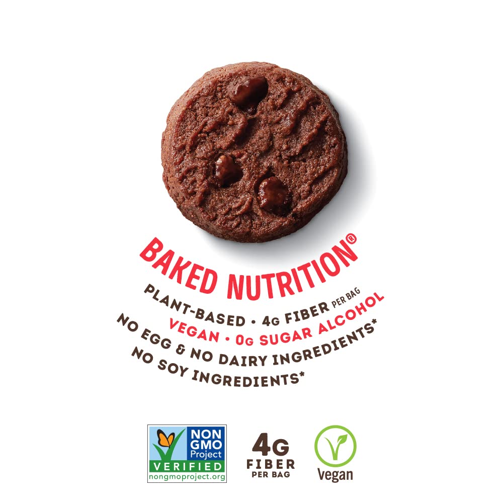 Lenny & Larry's The Complete Crunchy Cookie, Double Chocolate, 6g Plant Protein, Vegan, Non-GMO, 1.25 Ounce Pouch (Pack of 12)