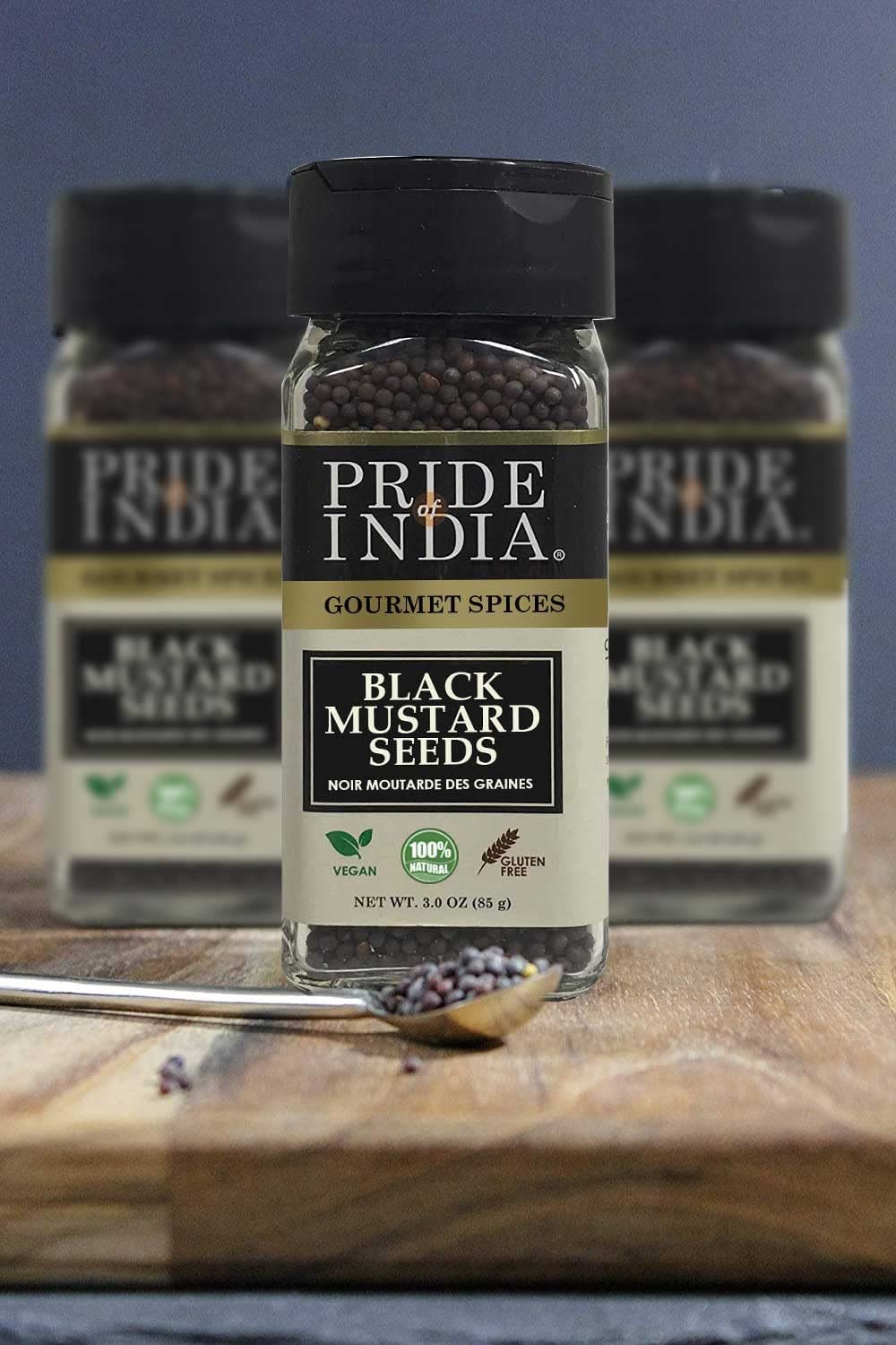 Pride Of India ?Black Mustard Seed ?Gourmet & Vegan Indian Spice ?Pungent/Spicy Flavor ?Dry Seasoning - Gluten & Gmo Free ?Easy