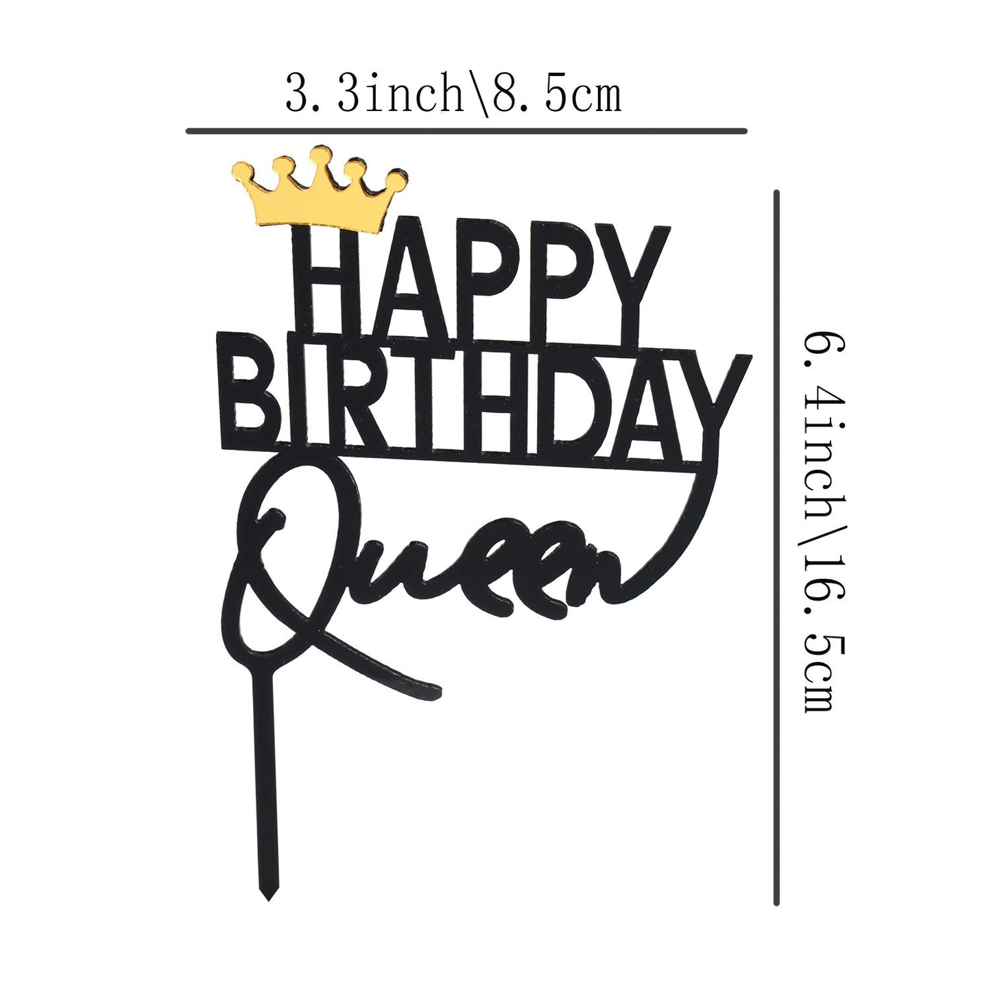 Queen Birthday Cake Topper, Acrylic Happy Birthday Cake Topper Party Decoration For Girl Women 16Th 18Th 21St 30Th 40Th 50Th 60T