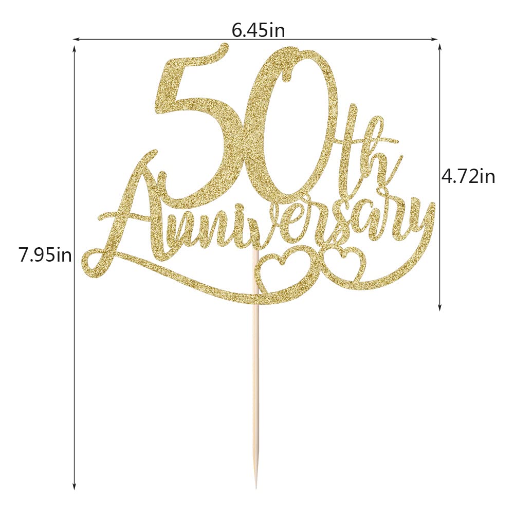 Glitter Happy 50Th Anniversary Cake Toppers,50 Wedding Anniversary Party Decoration,Wedding & Company Anniversary Party Decorati