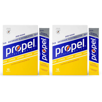 GARIZZE Propel Powder Packets, Lemon Flavor, Electrolytes & Vitamins, No Sugar, 20 Count (Pack of 2)