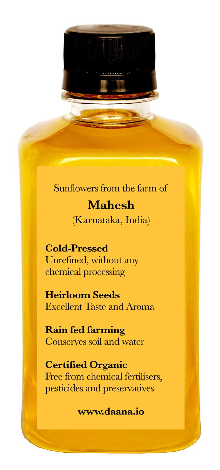 Daana Sunflower Oil: Certified USDA Organic, Extra Virgin, Cold Pressed, High Oleic, Non-GMO. Healthy Oil for Cooking, Baking, F