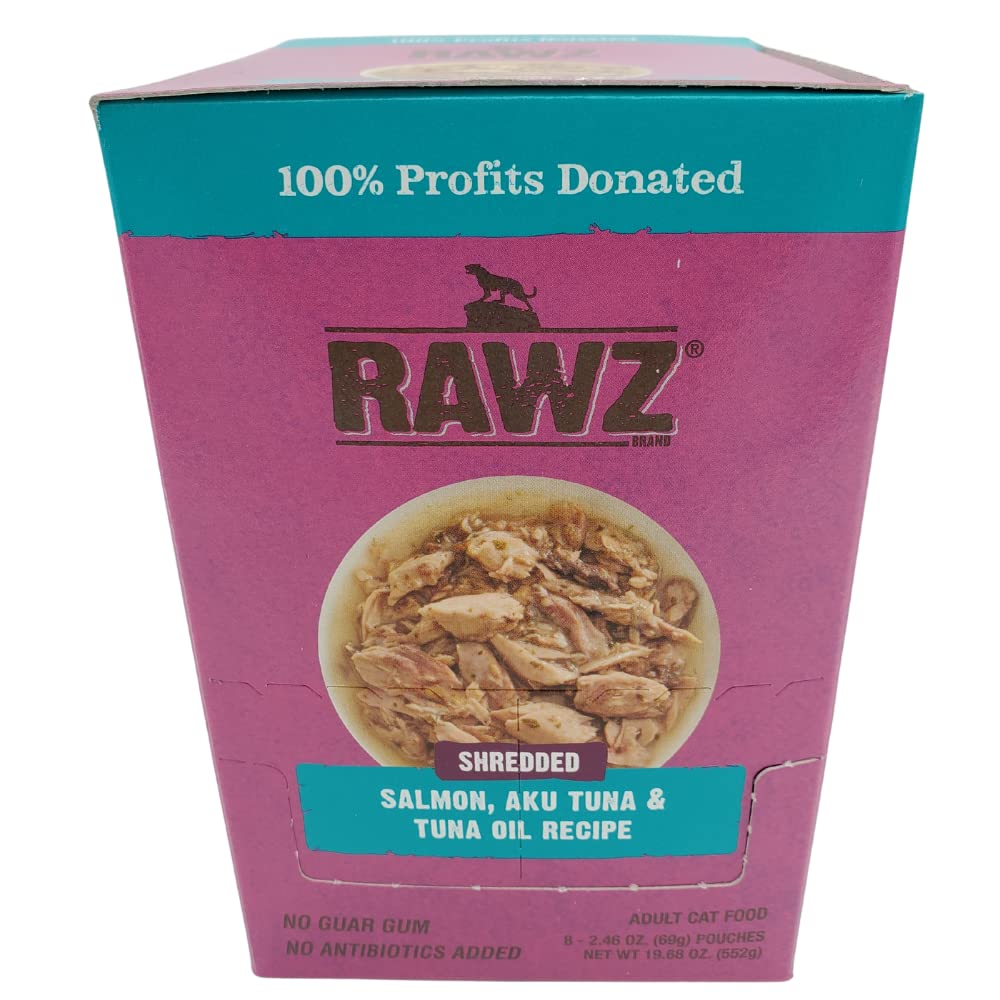 Rawz Shredded Salmon, Aku Tuna & Tuna Oil Recipe 8/2.46 Oz Pouches