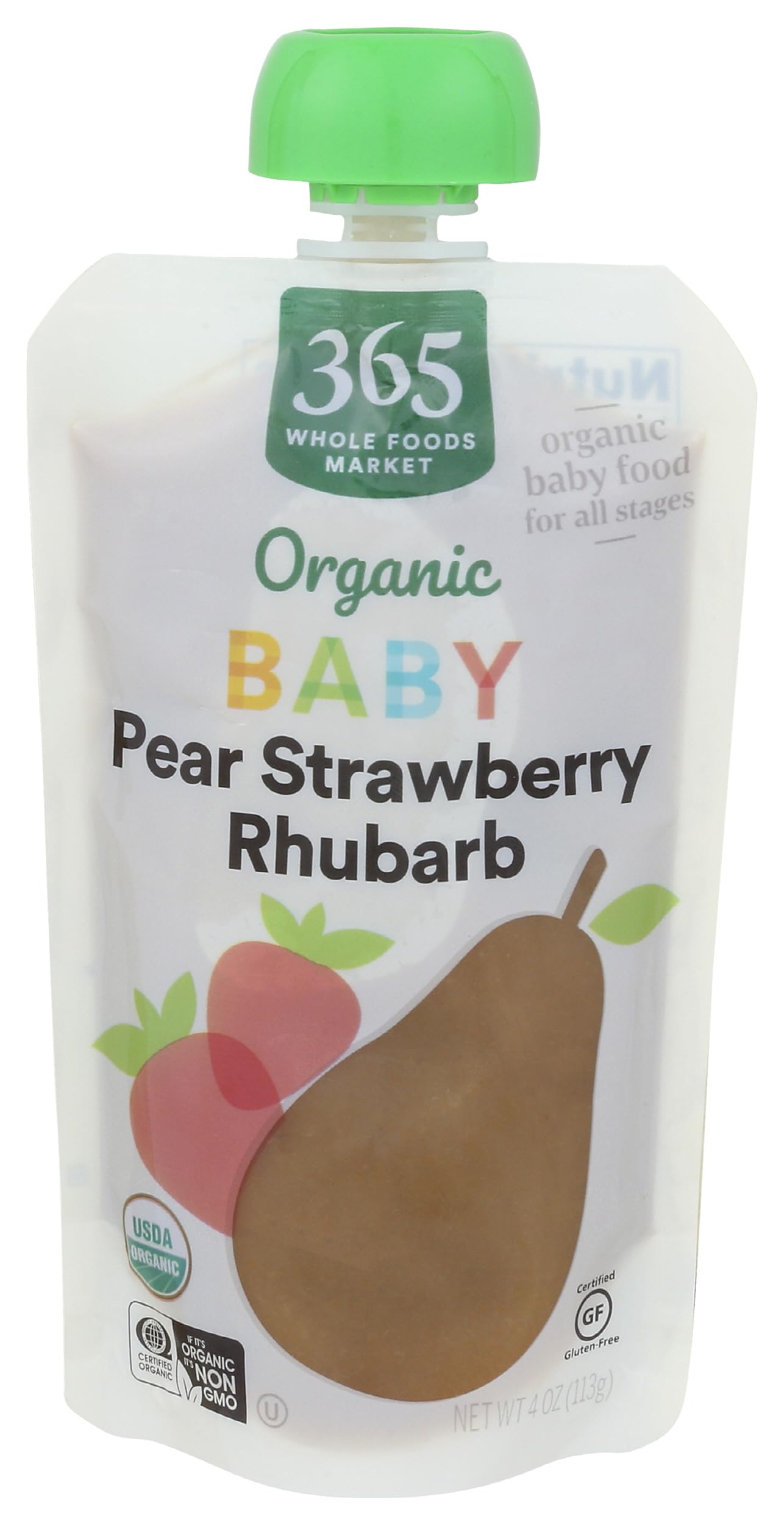 365 By Whole Foods Market, Baby Food Pear Strawberry Rhubarb Organic, 4 Ounce